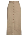 Wood Wood Woman Midi Skirt Camel Size 8 Cotton, Elastane In Beige