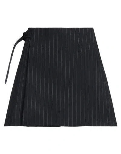 Wood Wood Woman Mini Skirt Midnight Blue Size 10 Polyester, Rayon, Wool, Viscose, Elastane In Black