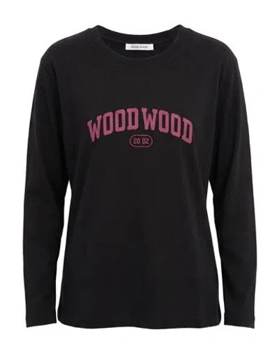 Wood Wood Woman T-shirt Black Size S Cotton