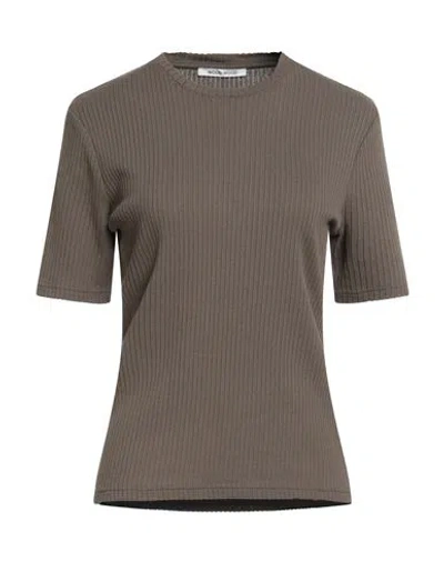 Wood Wood Woman T-shirt Military Green Size L Cotton In Brown