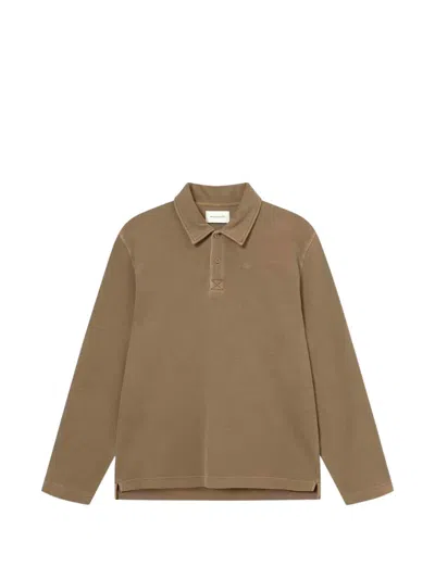 Wood Wood Wwthiago Long-sleeve Polo Shirt In Brown