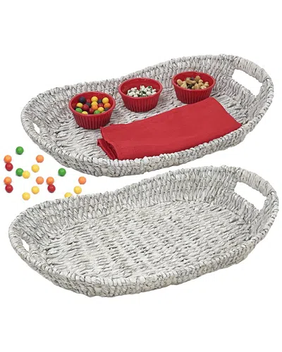 Woodard & Charles 2pc Oval Serving Tray Set In White
