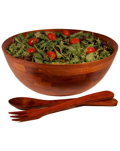 Woodard & Charles 3pc 14in Salad Bowl & Server Set In Red