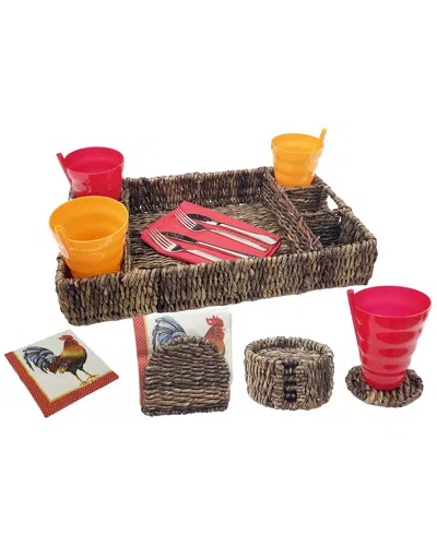 Woodard & Charles 3pc Indoor/outdoor Entertaining Set In Brown