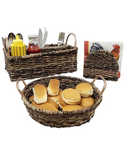 Woodard & Charles 3pc Indoor/outdoor Entertaining Set In Brown