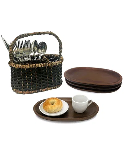 Woodard & Charles 5pc Entertaining Set In Brown