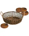 Woodard & Charles 5pc Metal/acacia Wood Entertaining Set In Brown