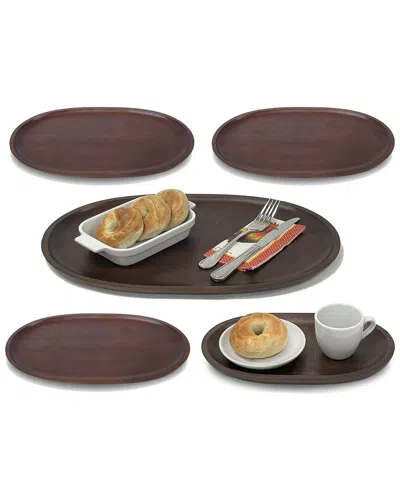 Woodard & Charles 5pc Serving Tray Set In Brown