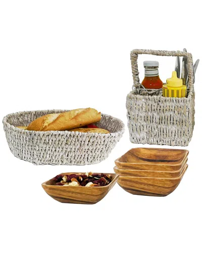 Woodard & Charles 6pc Serving Tray & Square Bowls Set In Brown
