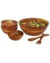 Woodard & Charles 7pc Large Salad Bowl Serving Set In Brown