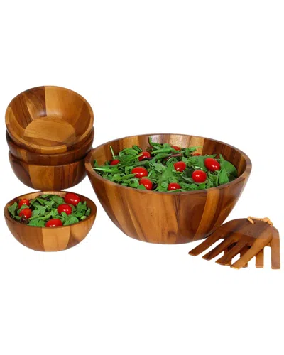 Woodard & Charles 7pc Salad Serving Set In Brown