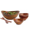 Woodard & Charles 7pc Wave Salad Bowl Set In Red
