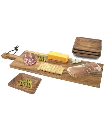 Woodard & Charles Brown 29in Paddle Board With 4 Square Wood Bowls
