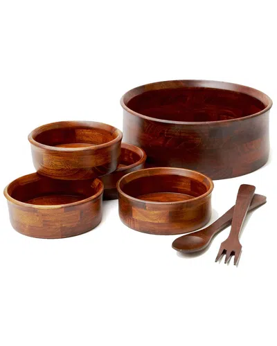 Woodard & Charles Cherry 7pc Salad Bowl Set In Brown