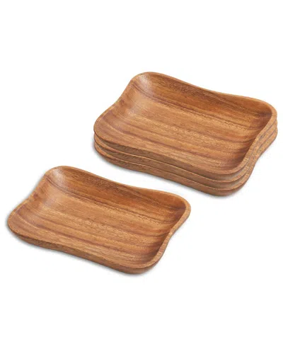WOODARD & CHARLES WOODARD & CHARLES SET OF 4 ACACIA WOOD SMALL PINCHED SERVING TRAYS