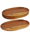 Woodard & Charles Set Of Four 15in Acacia Wood Serving Trays In Brown