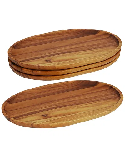 Woodard & Charles Set Of Four 15in Acacia Wood Serving Trays In Brown