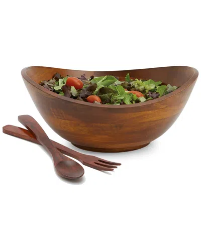 WOODARD & CHARLES WOODARD & CHARLES WAVE SALAD BOWL AND SERVERS 3PC SET
