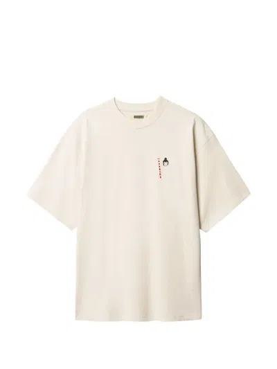 Woodbird Beam Suma Graphic-print Cotton T-shirt In Neutral