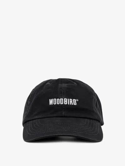 Woodbird Core Twill Cotton Baseball Hat In Black