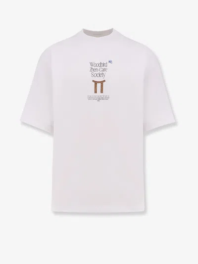 Woodbird Organic Cotton T-shirt With Logo Print In White