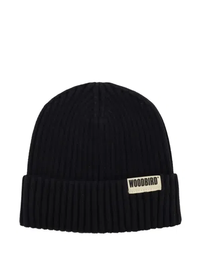 Woodbird Ribbed-knit Yeti Beanie Hat In Black
