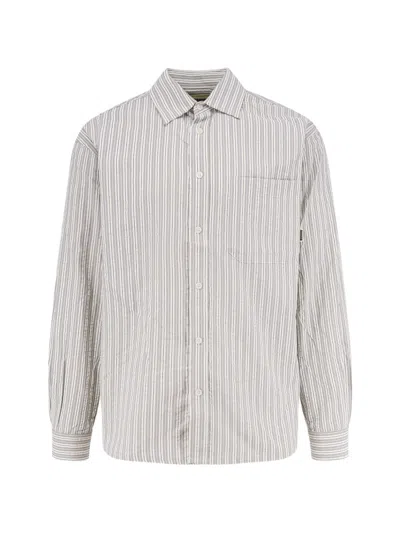 Woodbird Striped Long-sleeve Shirt In Gray