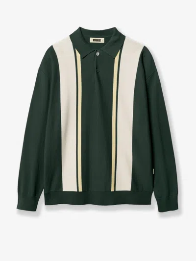 Woodbird Wbdom Grand Polo Cotton Polo Shirt With Striped Pattern In Green