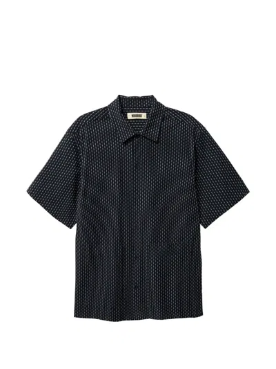 Woodbird Wbwang Shiko Striped Short-sleeve Shirt In Blue