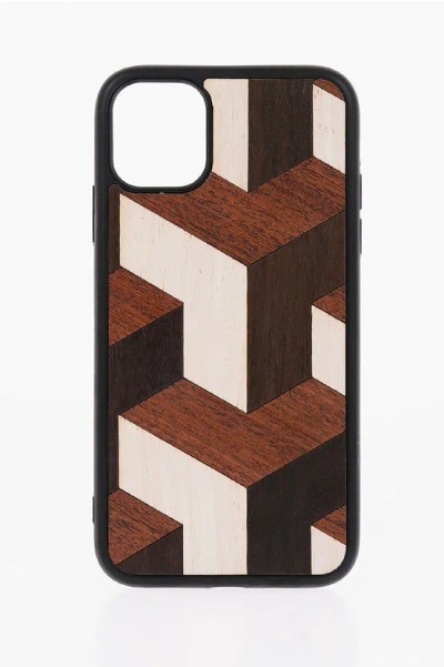 Wood'd Geometrical-motif Wooden Tumble Iphone 11 Pro Hard Case In Multi