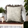 Wooded River Cowhide & Leather Fringe Pillow In Grey In Gray