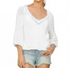 Wooden Ships Love Script Sweater In Breaker White/china Blue In Gold