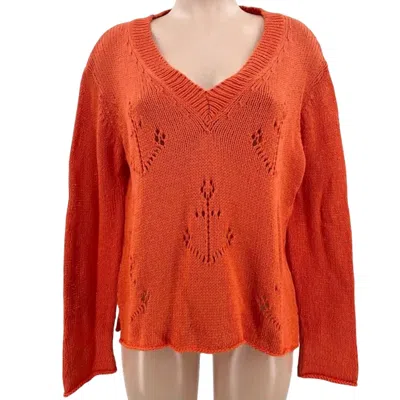 Wooden Ships Anchor Knit Sweater In Orange In Red