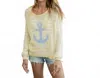 Wooden Ships Anchor Striped Cotton Crew Sweater In Yellow In Yellow