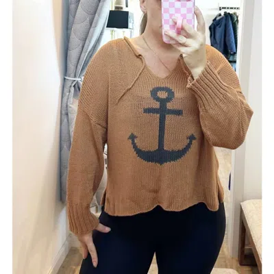 Wooden Ships Anchor Sweater In Orange