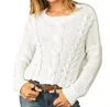 Wooden Ships Aspen Cropped Cable Crew Sweater In White In White