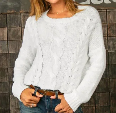 Wooden Ships Aspen Cropped Cable Crew Sweater In White