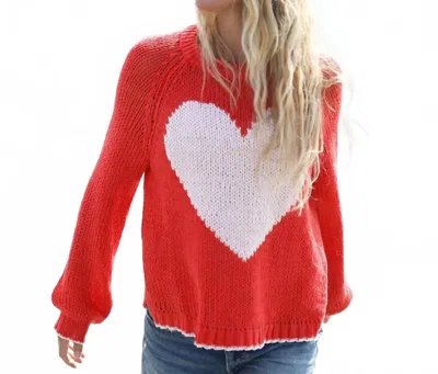 Wooden Ships Ava Raglan Chunky Crew Cotton Sweater In Red