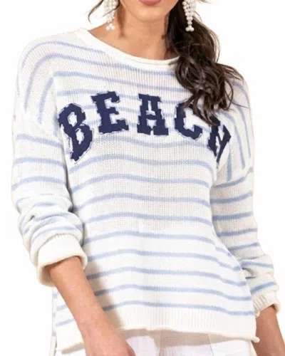 Wooden Ships Beach Crewneck Sweater In Sky Striped In Multi