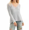 Wooden Ships Beach Maui V Cotton Sweater In Slipstream // Breaker White In Gray