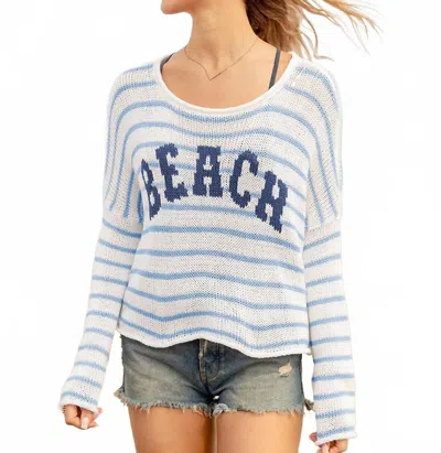 Wooden Ships Beach Striped Crew Sweater In Blue In Multi