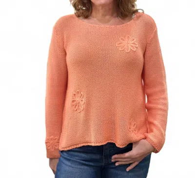 Wooden Ships Blossom Cropped Sweater In Cantaloupe In Orange