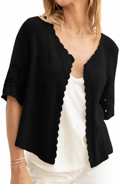 Wooden Ships Calliope Short Sleeve Cardigan In Black