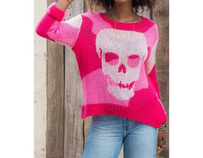 Wooden Ships Camo Skull Sweater In Pink Camo