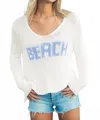 Wooden Ships Chunky Beach V Neck Sweater In White In White