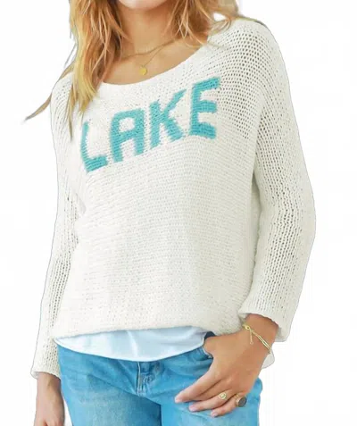 Wooden Ships Chunky Lake Cotton Crew Sweater In Breaker White/azurine