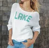 Wooden Ships Chunky Lake Crew Cotton Sweater In Breaker White/ Azurine In Multi