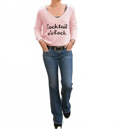 Wooden Ships Cocktail O'clock V-neck Sweater In Pink
