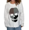 Wooden Ships Colorblock Skull Crew Sweater In White In White