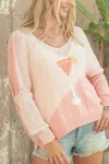Wooden Ships Cosmopolitan V-neck Cotton Sweater In Pink In Pink